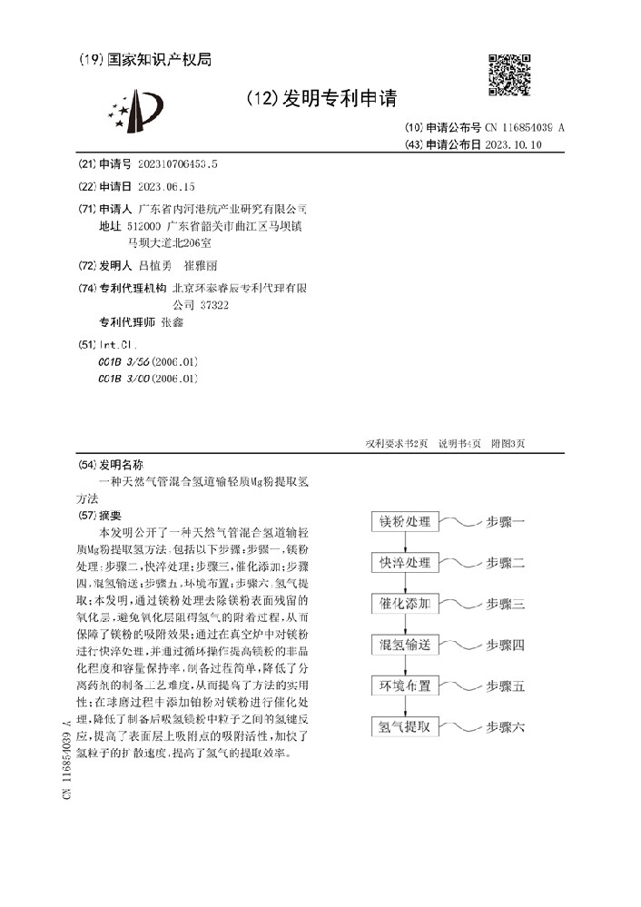 2、一种天然气管混合氢道输轻质Mg粉提取氢方法_1.jpg